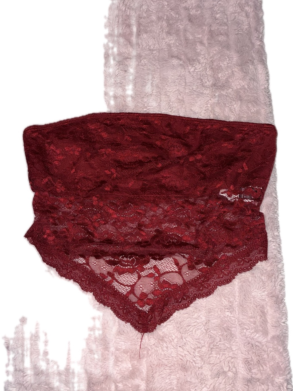 SHEIN Wine Lace Strapless Crop Top